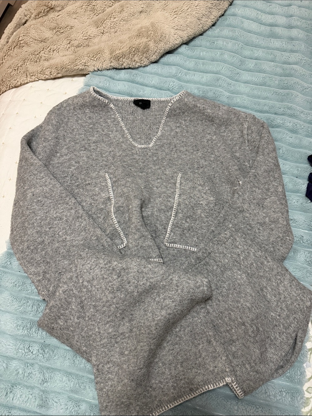 Women's Gray Cozy Crew Sweater Set With Pants